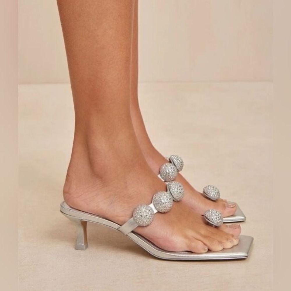 Price Firm - CULT GAIA Sarina Crystal-Embellished Metallic-Leather Sandals